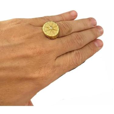 Imagem de Anel Rosas Dos Ventos Banhado A Ouro 18K Luxo Masculino - Tojoia18K