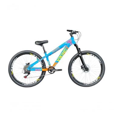 Imagem de Bicicleta Aro 26 Vikingx Azul Laranja 1x8 Freios Hidráulicos Câmbios Shimanos