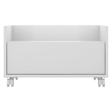 Imagem de Kit C/ 2 Mesas De Cabeceira 80 Cm C/ Rodízios Branca