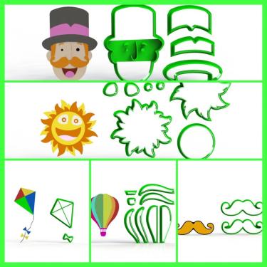 Imagem de Cortador Kit Mundo Bita 5 Modelos Tamanho 4Cm