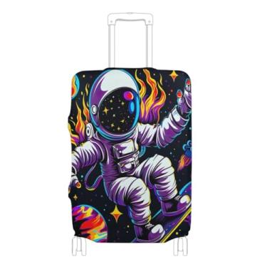 Imagem de Joisal Capa protetora de astronauta de planetas coloridos aprovada pela Tsa para bagagem de 45 a 81 cm, Astronauta skate no espaço, S 18-20 in