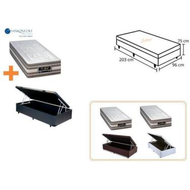 Imagem de Conjunto Cama Box Baú Solteiro King + Colchão Molas Ensacadas Firme - 