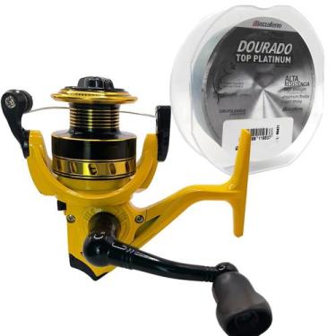 Imagem de Molinete Alumínio 3 Rolamentos Jau Pesca + Linha mono - Albatroz Fishi