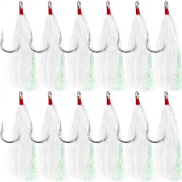 Imagem de Bucktail Teasers anzóis de pesca de água salgada Linguado de aço inoxidável Ganchos de pesca Bucktail Mylar Teasers inseridos para peixe-gato bacalhau linguado Hi/Lo Rig