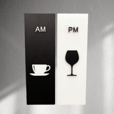 Imagem de Quadro Decorativo para Sala, AM/PM em MDF com Alto Relevo - Estilo, Humor e Sofisticação para sua Cozinha