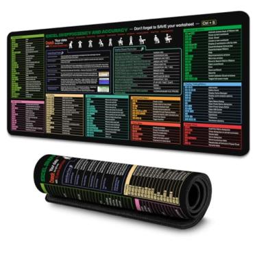 Imagem de Boaulee Tapete de mesa Office Excel, mousepad de atalhos Excel para jogos, mouse pad grande para mesa, tapete de mesa de computador 2GG de 89,9 cm x 30 cm, teclado antiderrapante com atalhos-ts1119