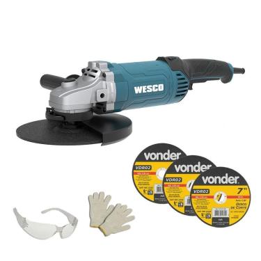 Imagem de Esmerilhadeira Lixadeira 7 2000W Ws4721 Wesco + Discos 220V