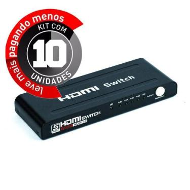 Imagem de Switich Hdmi 5X1 3D Full Hd Com Controle Remoto - Kit Com 10 - Cirilo 