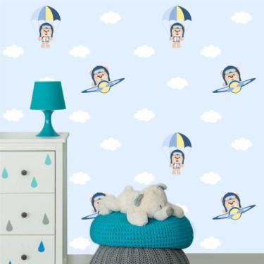 Imagem de Papel de Parede Autocolante Baby Ursinho Aviador 250 - Inove Papéis de