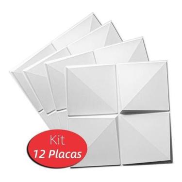 Imagem de 12 Placas Decorativas Revestimento 3D 50X50Cm Parede Cubos - Ilove3d