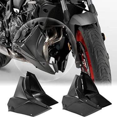 Imagem de Lorababer Aerofólio Inferior Para Motor De Motocicleta, Carenagem, Painel Proteção, Chassi, Kit Carroceria Compatível Com Y-Amaha Mt07 Fz07 Mt Fz 07 Mt-07 Fz-07 2021 2022 (Aparência Fibra Carbono)