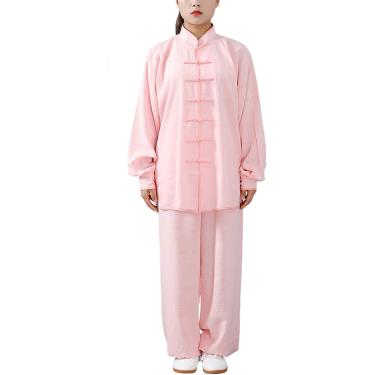 Imagem de Roupa De Tai Chi Em Algodão E Linho Unissex Roupas De Artes Marciais Fantasia De Kung Fu Para Homem E Mulher, Pink/Long sleeve, M