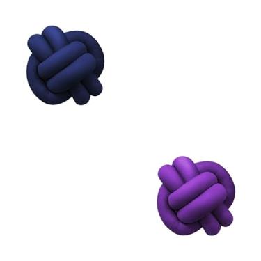 Imagem de Almofadas De Nó 28cm x 28cm Lindas Decorativas Sala Sofá Cama Cores (AZUL MARINHO E ROXO)