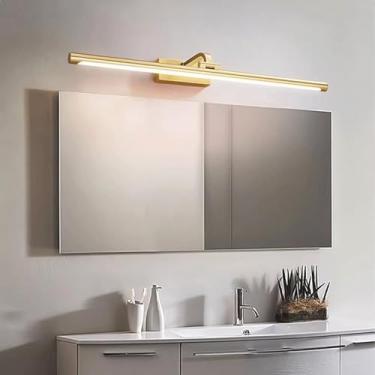 Imagem de Luz LED para espelho de banheiro, lâmpada de parede dourada, cabeça giratória, ajustável, arandela de parede giratória de 180° à prova d'água, espelho de penteadeira, iluminação de parede, moldura de