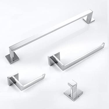 Imagem de Conjunto de banheiro preto fosco - suporte para toalhas de aço inoxidável - kit de ferragens, conjunto de 4 peças de 40 cm