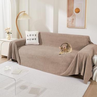 Imagem de MEETSKY Capas de sofá para sofá com 3 almofadas, laváveis, seccionais, capas de sofá em forma de L, macias e protetoras de móveis para animais de estimação, cães e crianças, 231 cm x 299 cm, cáqui
