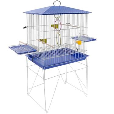 Imagem de Viveiro Calopsitas Papagaio Maritaca Gaiola Triplex Aramada Epóxi Aramado Gaiola Aves Mansas Colorida (Azul)