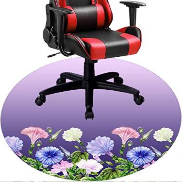 Imagem de Tapete de cadeira de escritório com flores, textura de flor, tapete de cadeira de mesa para piso de madeira de escritório em casa, protetor de piso de pilha baixa, redondo 119 cm