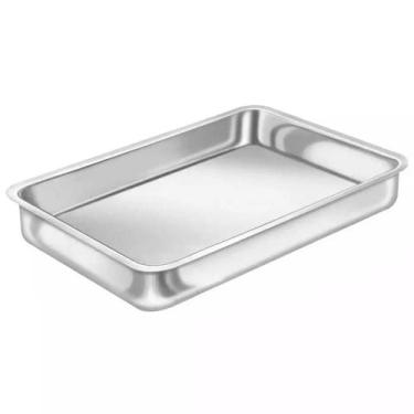 Imagem de Bandeja (Forma) Retangular de Inox 44x34x5cm - MONALIZA IMPORT