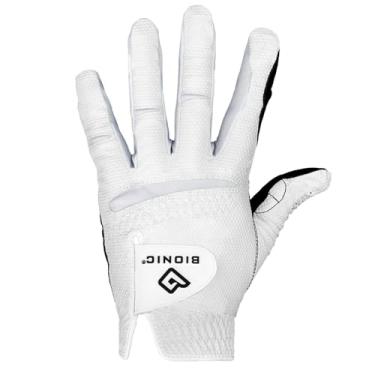 Imagem de Luva de golfe Bionic RelaxGrip de longa duração 2019 melhorada com sistema patenteado de aderência de dedos de linha dupla, Branco, White & Black, Men's Medium