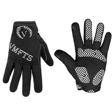 Imagem de Luvas de ciclismo VMFTS com acolchoamento em gel luvas esportivas sem dedos e luvas de dedo para fitness musculação corrida treino escalada paraquedas corrida, Full-finger Black, X-Large