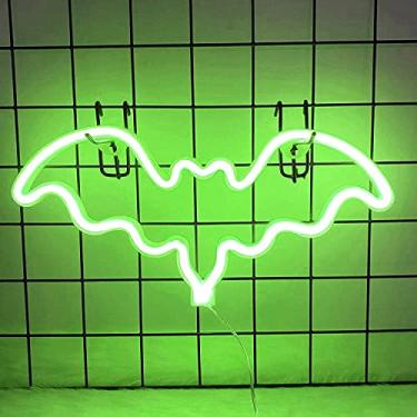Imagem de HULIN Morcego de néon, sinal de néon, luz noturna, decoração artística, luzes para parede bateria/alimentada por USB, luz de neon, luz de neon, placas de néon, decoração exclusiva para bar de festa de