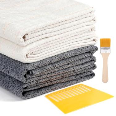 Imagem de Pllieay Kit de tufos de tapete de 6 peças, 2 peças de pano de tufo de 199 x 159 cm com linhas marcadas amarelas, 2 peças de suporte antiderrapante de 182 x 101 cm, kit de fabricação de tapetes para