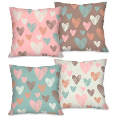 Imagem de Capa de Almofada Infantil Meninos Meninas kit de 4 Capas Decorativas 45cm x 45cm tecido Poliéster (Coração Infantil)
