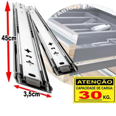 Imagem de Par Corrediça Telescopica Para Gaveta 25cm 30cm 35cm 40cm 45cm 50cm 55