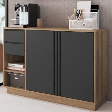 Imagem de Balcão Para Escritório 110cm 2 Portas Rael Mel/Grafite F10 - Mpozenato