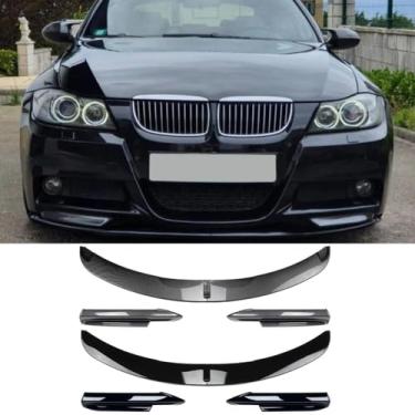Imagem de Lábio de spoiler dianteiro compatível com 3 Series E90 E91 M-Tech 2005-2008 Kit de carroceria difusor frontal acessórios para carro (borda frontal preta brilhante)