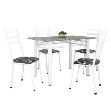Imagem de Conj De Mesa Com 4 Cadeiras 1,20m Branco/Granito Branco - ARTEFAMOL