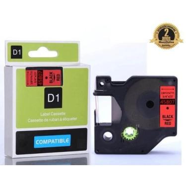 Imagem de Fita Compatível Dymo D1 45807 Vermelha Letra Preta 19mm - Genérica Dym