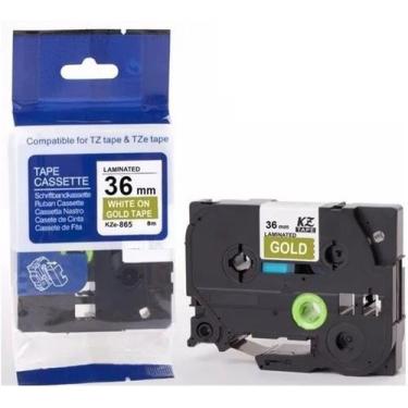 Imagem de Fita Compatível Brother Tz Tze 865 Dourada Letra Branca 36mm - Genéric