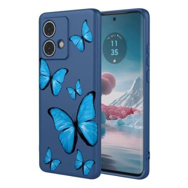 Imagem de KOARWVC Capa de celular para Moto Edge 40 Neo, Motorola Edge 40 Neo XT2307-1 capa fofa com estampa de borboleta, capa protetora fina de TPU macio para Motorola Edge 40 Neo Blue Butterfly