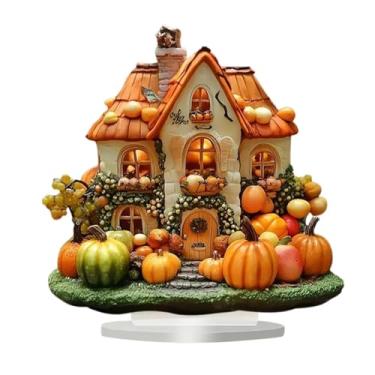 Imagem de Ｂｅｓｇａ Decoração de Casa de Abóbora de Halloween 2D, Placa de Decoração de Castelo com Arte de Base, Peça Central de Mesa Criativa para Lareira, Armário de F