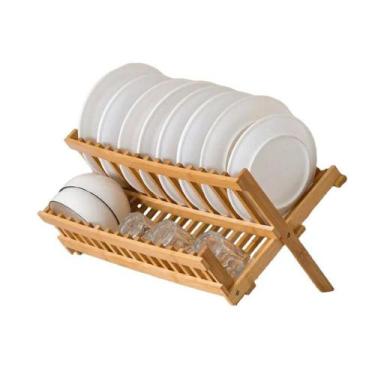 Imagem de Escorredor de Louças Bambu Retrátil 15 Lugares Pratos Copos - Hauskraf