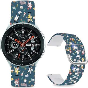 Imagem de Sjiangqiao Pulseiras estampadas com padrão compatível com Samsung Galaxy Watch de 46 mm/Watch 3 de 45 mm/Gear S3 Frontier/Classic/Pebble Time/V de silicone de 22 mm para homens e mulheres