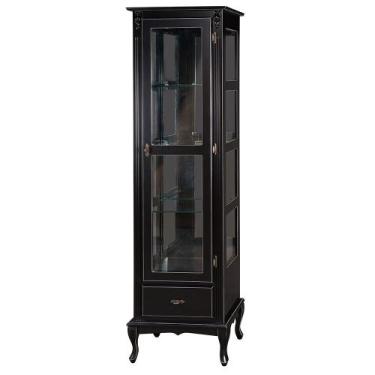 Imagem de Cristaleira de Vidro e Madeira Luís XV com 1 Porta 1 Gaveta e Espelho 