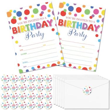 Imagem de QOUBAI 30 pacotes de convites de festa para aniversário VAMOS FESTA cartões de convite com envelopes adesivos de etiqueta para meninos meninas suprimentos de decoração de chá de bebê lembrancinhas de