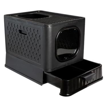 Imagem de Caixa de Areia Fechada Banheiro Sandbox Premium com Bandeja Sanitário Gatos (Preto)