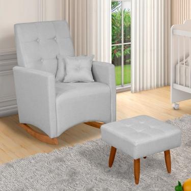 Imagem de Poltrona de Amamentação Balanço Com Puff Ana Tecido Linho