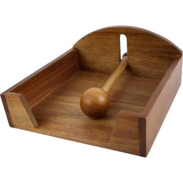 Imagem de Porta Guardanapos de Madeira Acácia 19 x 21 x 9cm - Tuut