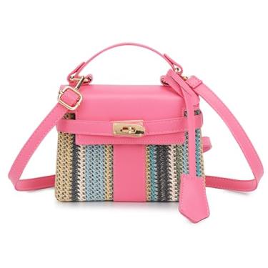 Imagem de QTKJ Bolsa de praia de palha para mulheres, sacola, bolsa para férias, viagens, uso diário (estilos 606