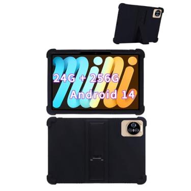 Imagem de Capa para tablet Dghrti TAB50 de 11 polegadas, de silicone macio, compatível com crianças, com suporte ajustável para tablet Dghrti de 11 polegadas, à prova de quedas (preto)