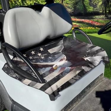 Imagem de Yewattles Capa de assento de carro de praia serve para a maioria dos 2 passageiros cinza bandeira americana águia carrinho cobertor toalha esportes ao ar livre à prova de poeira acessórios de proteção