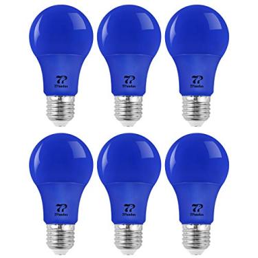 Imagem de Lâmpadas LED azuis 7Pandas A19, lâmpada LED colorida de 5 W (equivalente a 40 W) base E26 para varanda externa, decoração de Natal, decoração de festa, iluminação de férias, decoração de Halloween