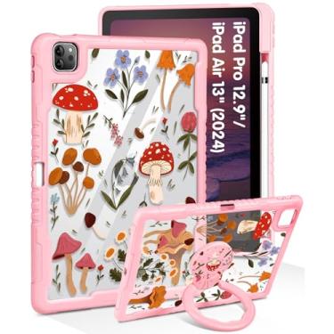 Imagem de Uppuppy Capa para iPad Pro 12.9 para iPad Air de 13 polegadas M2 2024 - Capa feminina fofa para meninas com suporte e suporte para lápis, capa protetora para plantas femininas para Apple 32.8 cm para