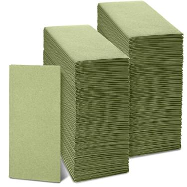Imagem de Jeyiour 200 guardanapos de papel descartáveis verdes com sensação de linho toalhas de papel para convidados de casa de banho, festa de casamento, 40,6 x 40,6 cm
