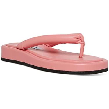 Imagem de Steve Madden Sandália casual de couro rosa com plataforma de dedo deslizante Fango, Couro rosa, 8